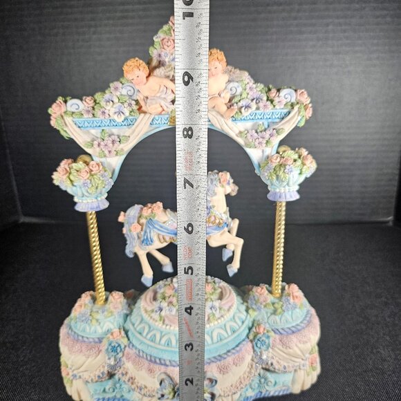 Vintage Classic Treasures Musical Animated Horse Carousel With Canopy In Box - Picture 10 of 12